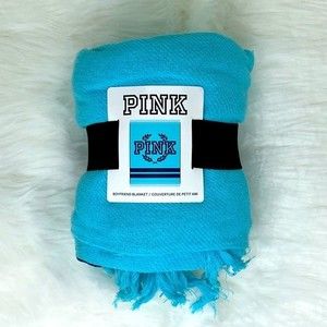 NWT PINK Boyfriend Blanket, Turquoise/Navy, 50" x  60"